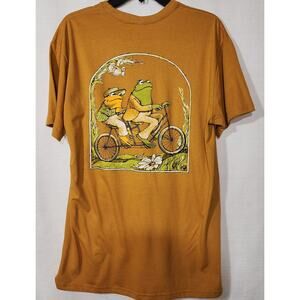 Frog and toad riding bicycle men's Large short sleeve shirt